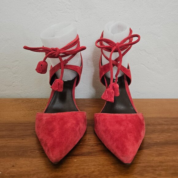 Red Suede Coach Heels - Picture 1 of 5